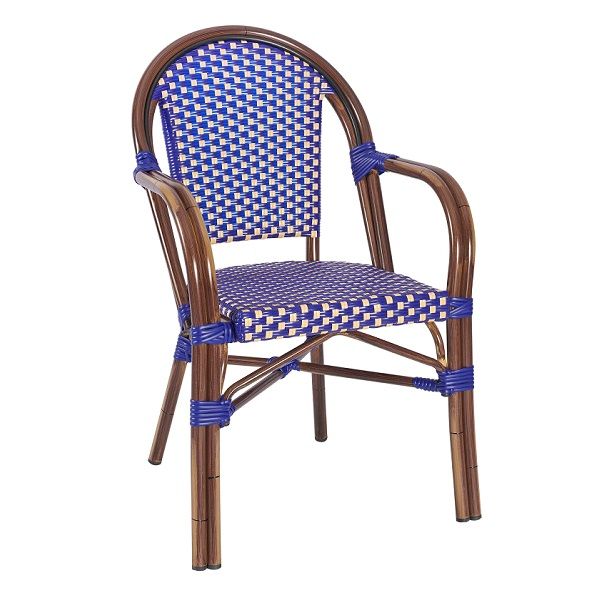 Spanish In/Outdoor Cafe Chairs - Blue Weave
