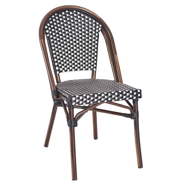 Spanish In/Outdoor Cafe Chairs - Black White Weave