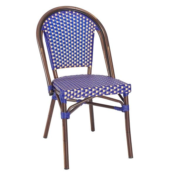 Spanish In/Outdoor Cafe Chairs - Blue White Weave