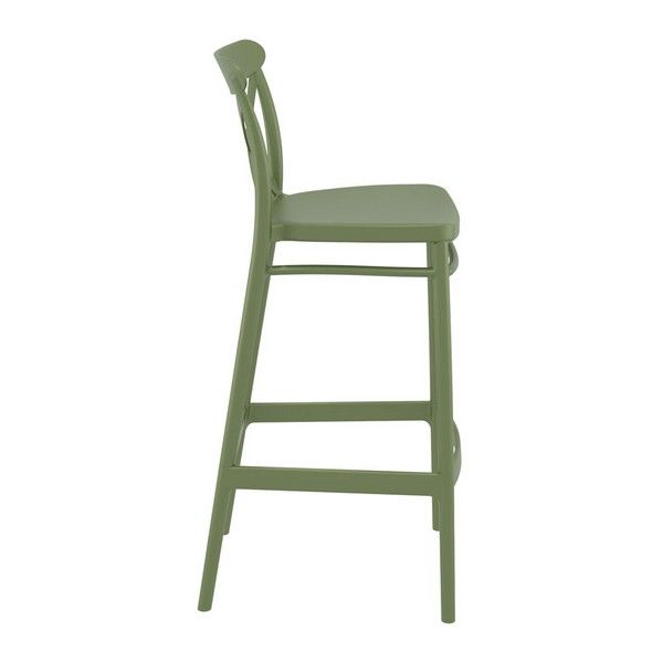 Cross 750mm In / Outdoor Bar Stool - Olive Green