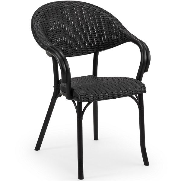 French Bistro Outdoor Arm Chairs - Black Weave