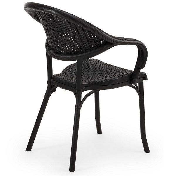 Paris French Bistro Outdoor Arm Chairs - Black Weave