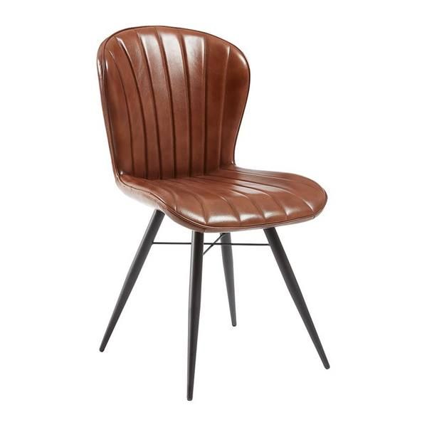 Lena Side Chairs - Genuine Leather - Pecan Brown