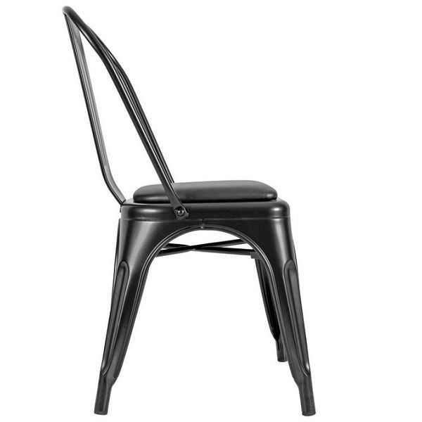 Paris Metal Chairs - Black Padded Seat