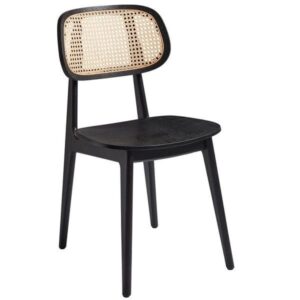 Relish Restaurant Chairs - Satin Black / Natural Rattan Back