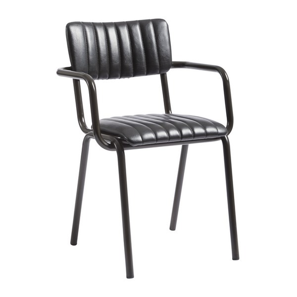 Tavo Stacking Metal Dining Chairs With Arms - Vintage Black