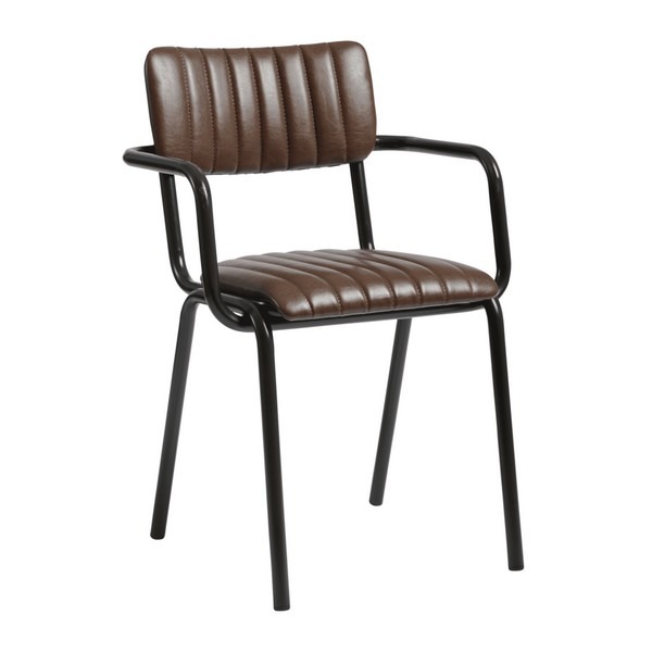 Tavo Stacking Metal Dining Chairs With Arms - Vintage Brown