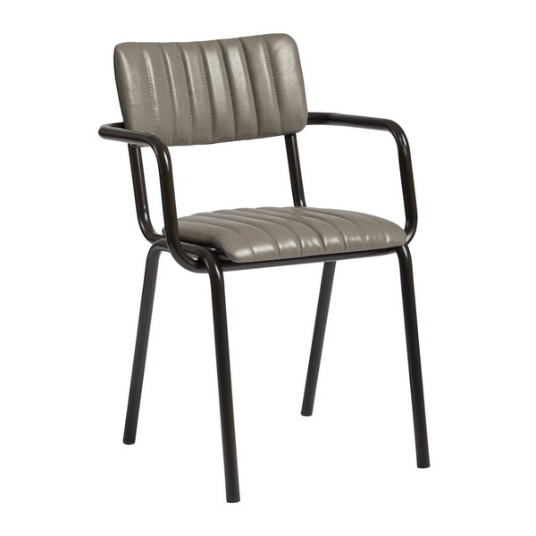 Tavo Stacking Metal Dining Chairs With Arms - Vintage Dark Grey