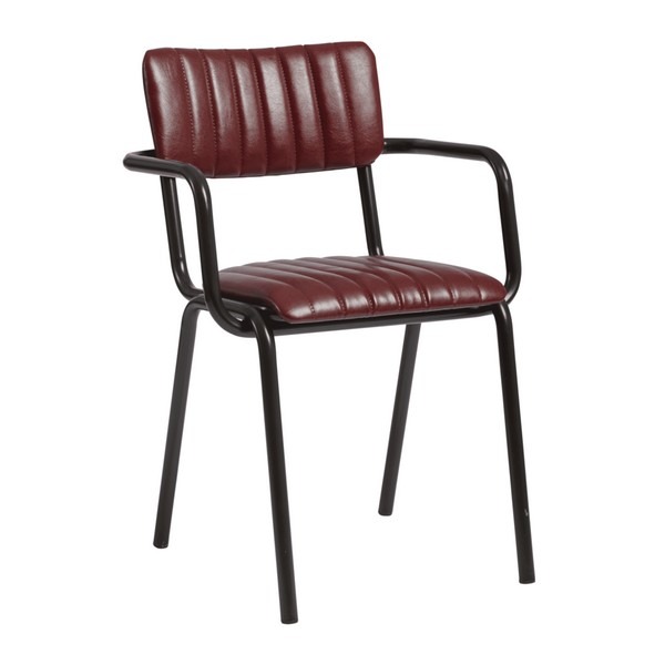 Tavo Stacking Metal Dining Chairs With Arms - Vintage Red