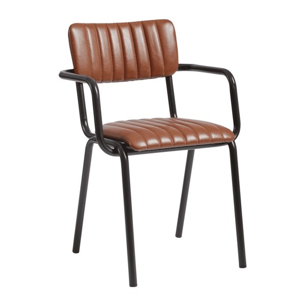 Tavo Stacking Metal Dining Chairs With Arms - Vintage Tan