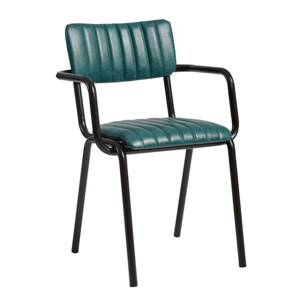 Tavo Stacking Metal Dining Chairs With Arms - Vintage Teal