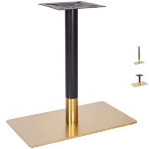 Vintage Brass Rectangle Single Pedestal Table Base - Black Column