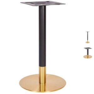 Small Round Vintage Brass Table Base - Black Column