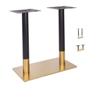 Vintage Twin Pedestal Brass Table Legs - Black Columns