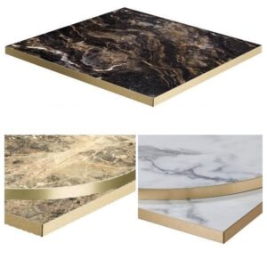 High Gloss Table Top + Brass Edge - Laminate
