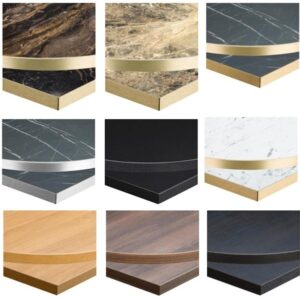 Laminate + Brass Edge Table Tops