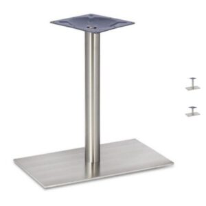 Profile Brushed Steel Single Rectangular Table Bases - Round Column