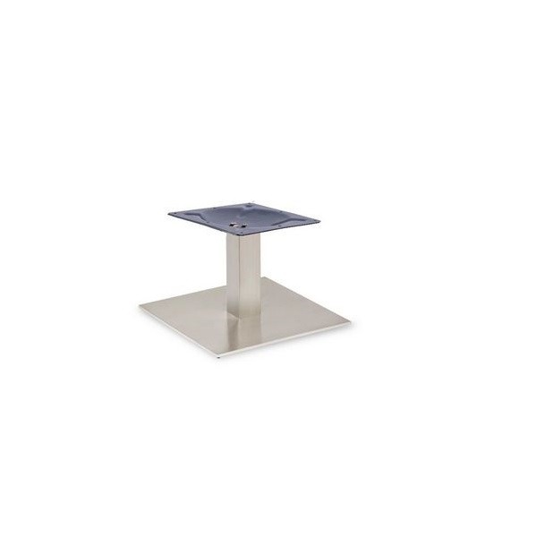 Profile – Brushed Steel Table Base - Large Square - Round Column - Coffee Height