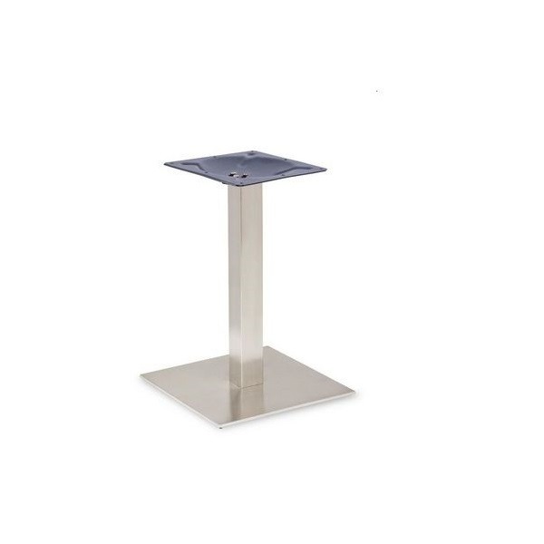 Profile – Brushed Steel Table Base - Large Square - Round Column - Dining Height