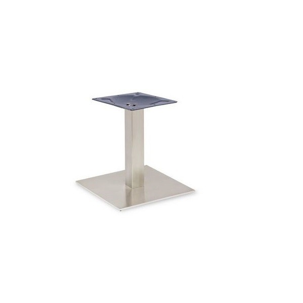 Profile – Brushed Steel Table Base - Large Square - Round Column - Lounge Height