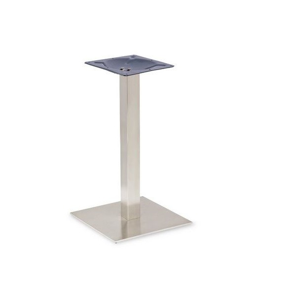 Profile – Brushed Steel Table Base - Large Square - Round Column - Mid Height