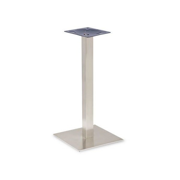 Profile – Brushed Steel Table Base - Large Square - Round Column - Poseur Height