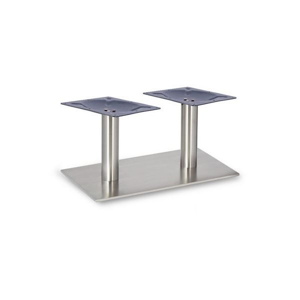 Profile Brushed Steel Twin Low Table Legs - Round Columns - Coffee Height
