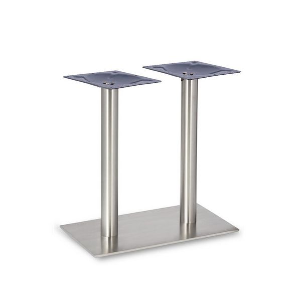 Profile Brushed Steel Twin Low Table Legs - Round Columns - Drinks Height