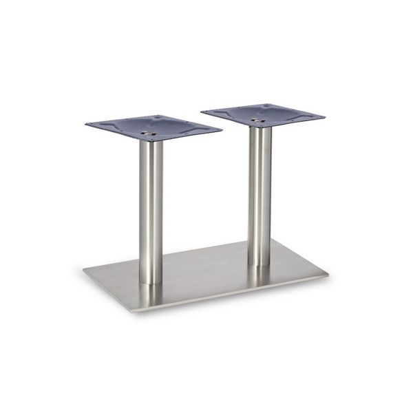 Profile Brushed Steel Twin Low Table Legs - Round Columns - Lounge Height