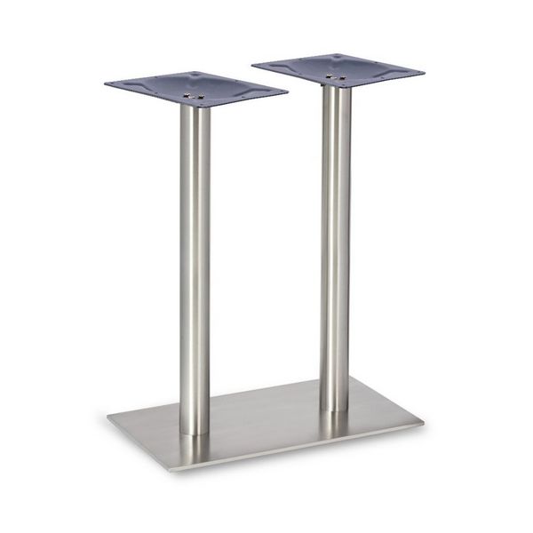 Profile Brushed Steel Twin Low Table Legs - Round Columns - Mid Height