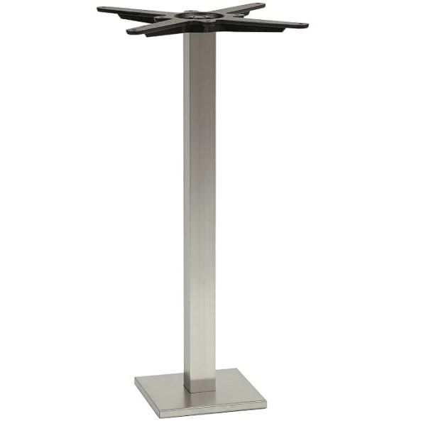Slim Square Floor Fix Brushed Steel Table Base - Dining Height