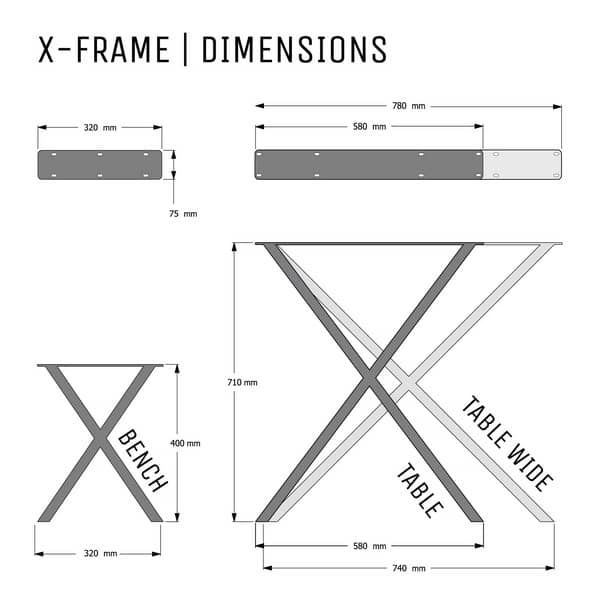 X - Frame Industrial Dining Legs