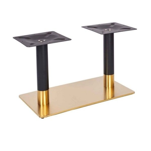 Vintage Brass Twin Pedestal Table Base - Black - Coffee Height
