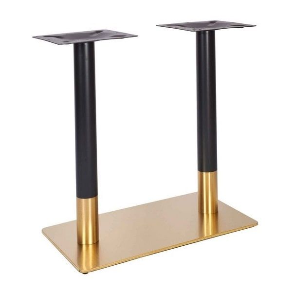 Vintage Brass Twin Pedestal Table Base - Black - Dining Height