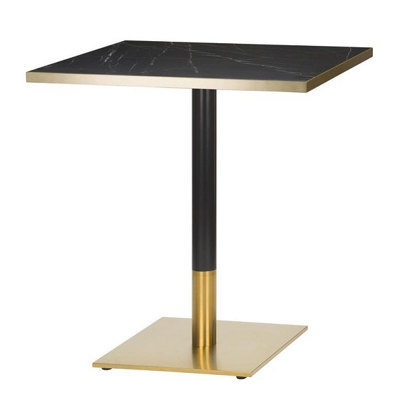 Midas Small Square Table Base - Black/Brass wtih Top