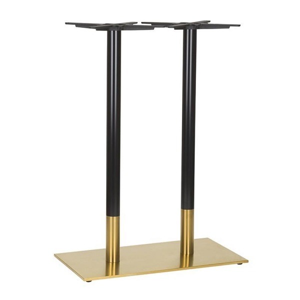 Midas Rectangular Twin Table Base - Black/Brass - Poseur Height