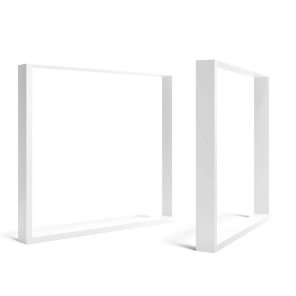 Square Industrial Legs - Table Wide - White