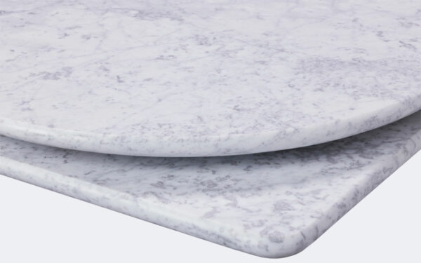 Gold dining height Bistro base with Tuff Top Solid Marble tops