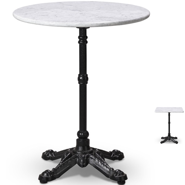 Elegant Carrara White Marble Cafe Bistro Tables for Restaurants