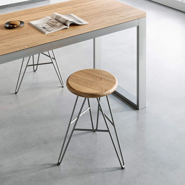 Hairpin Counter Height Stools - Wood Seat