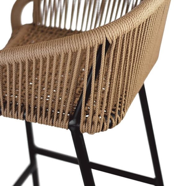 Rio Rope Outdoor Bar Stools - Natural Woven - Detailed
