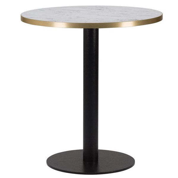 Flat Profile Round Bar or Restaurant Tables with White Top