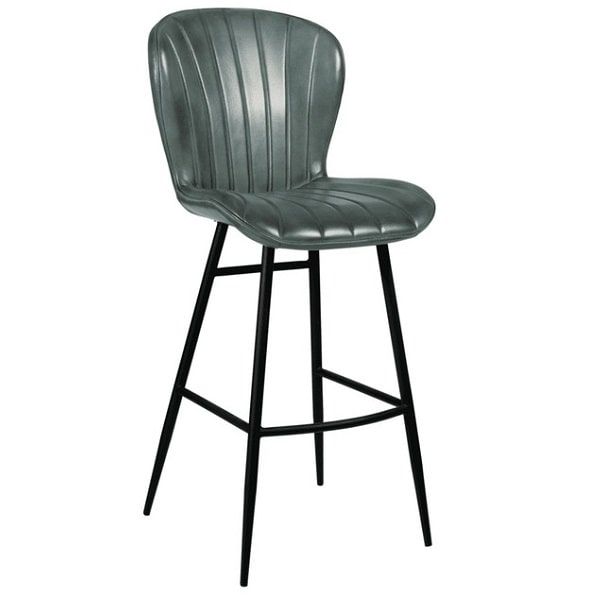 Lars Genuine Leather Bar Stools - Grey