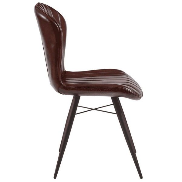 Lars Genuine Leather Chairs - Claret Red