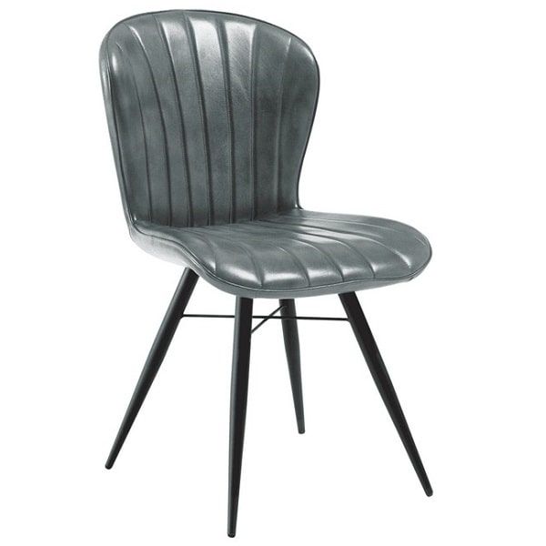 Lars Genuine Leather Chairs - Steel Grey
