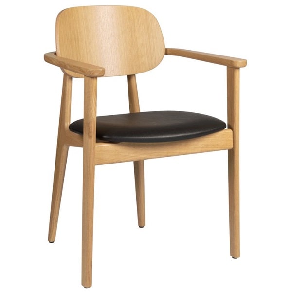 Relish Natural Oak Arm Chairs - Black Seat