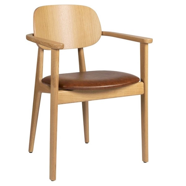 Relish Natural Oak Arm Chairs - Tan Seat