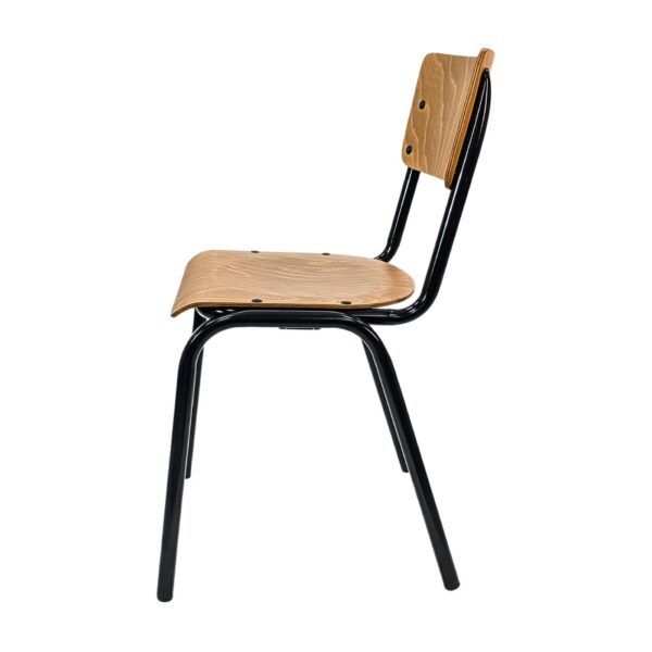 Varsity Oak Stacking Chairs - Side View