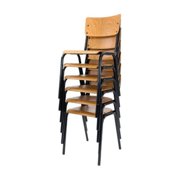 Varsity Oak Stacking Chairs - Stacked