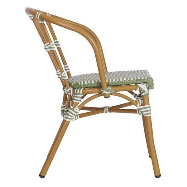 Bordeaux Side Chair - Green & White - Side View